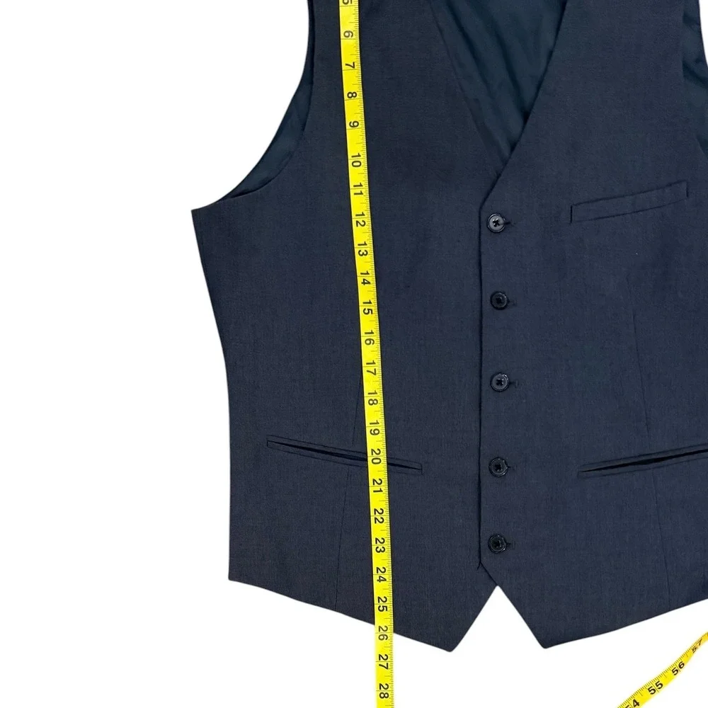 H&M Slim Fit Suit Vest Mens 42R Charcoal Grey 5-Button Waistcoat Business Casual